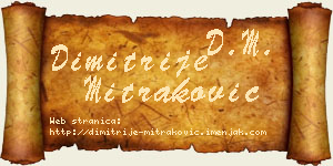 Dimitrije Mitraković vizit kartica